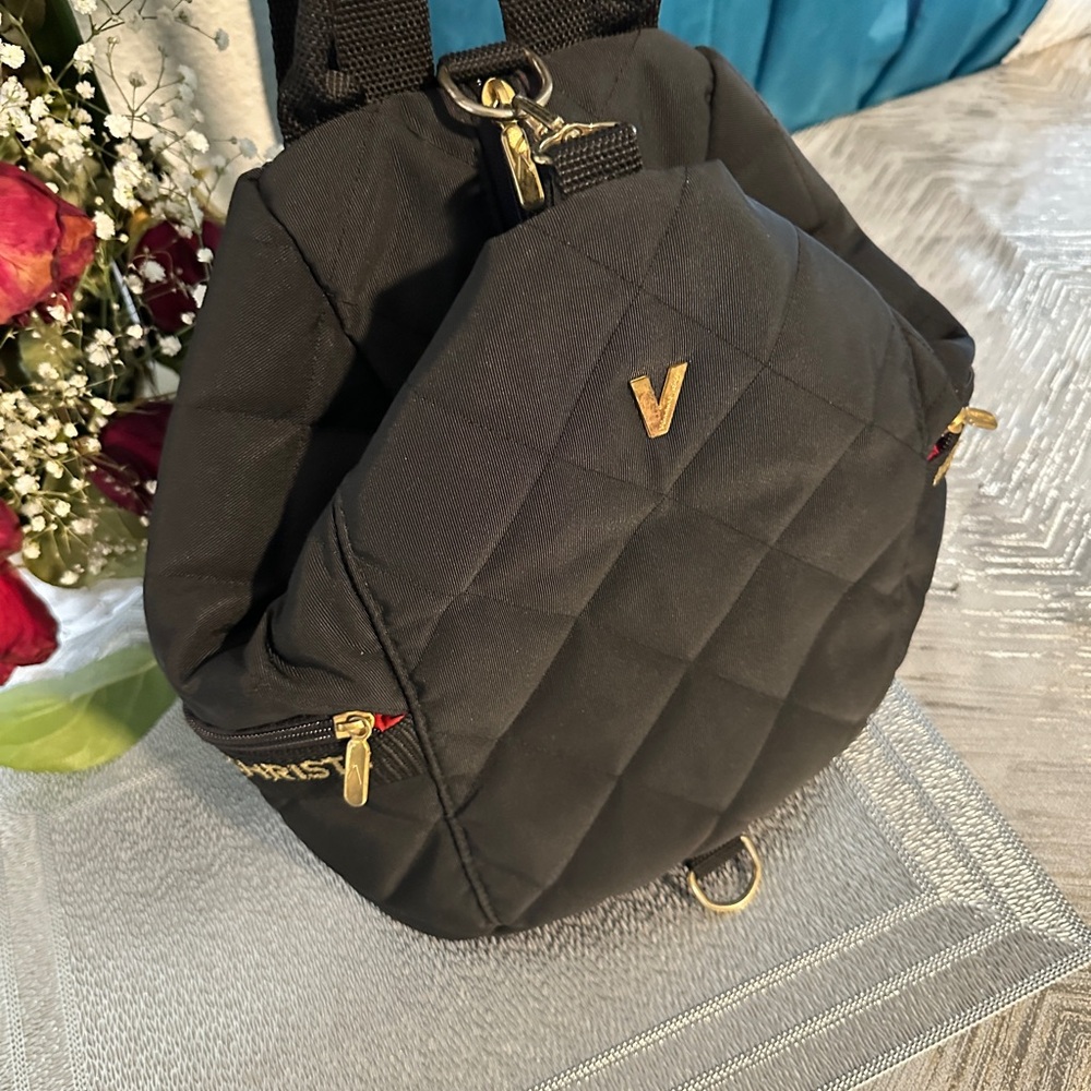 Valentino Quilted Black Backpack with Gold Details - Picture 2 of 15